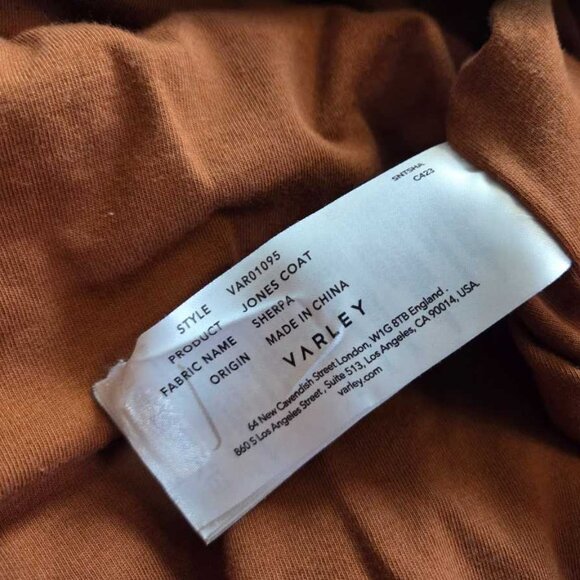 L (w flaw) Varley from Anthropologie sherpa Jones coat Caramel Cafe - Picture 6 of 10